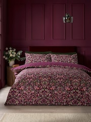 Catherine Lansfield Plum Richmond Floral Reversible Duvet Cover and Pillowcase Set - Image 1 of 4