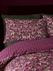 Catherine Lansfield Plum Richmond Floral Reversible Duvet Cover and Pillowcase Set - Image 3 of 4