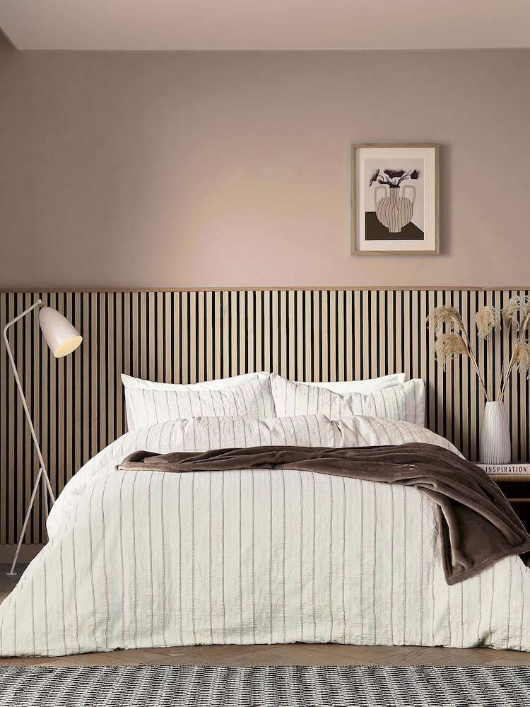Helena Springfield Chocolate Waffle Stripe Cotton Rich Cover Set - Image 1 of 5