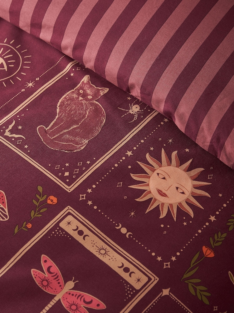 Catherine Lansfield Plum Enchanted Witchcraft Reversible Duvet Cover Set - Image 5 of 5