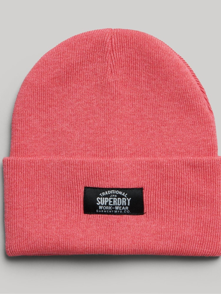Superdry Pink Classic Knitted Beanie Hat - Image 2 of 3