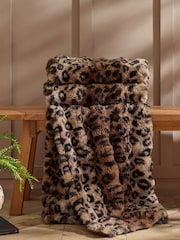 Catherine Lansfield Brown Animal Print Faux Fur Blanket Throw - Image 1 of 3