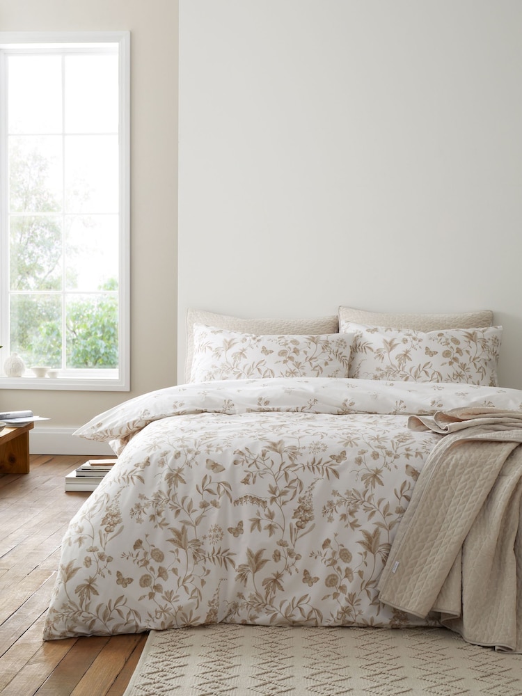 Bianca Natural Thea Floral Cotton Reversible Duvet Cover Set - Image 1 of 5 Bianca Natural Thea Floral Cotton Reversible Duvet Cover Set - Image 1 of 5