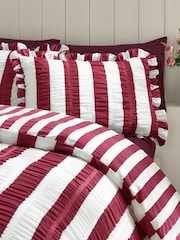 Catherine Lansfield Purple Seersucker Ruffle Stripe Duvet Cover & Pillowcase Set - Image 2 of 3