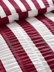 Catherine Lansfield Purple Seersucker Ruffle Stripe Duvet Cover & Pillowcase Set - Image 3 of 3