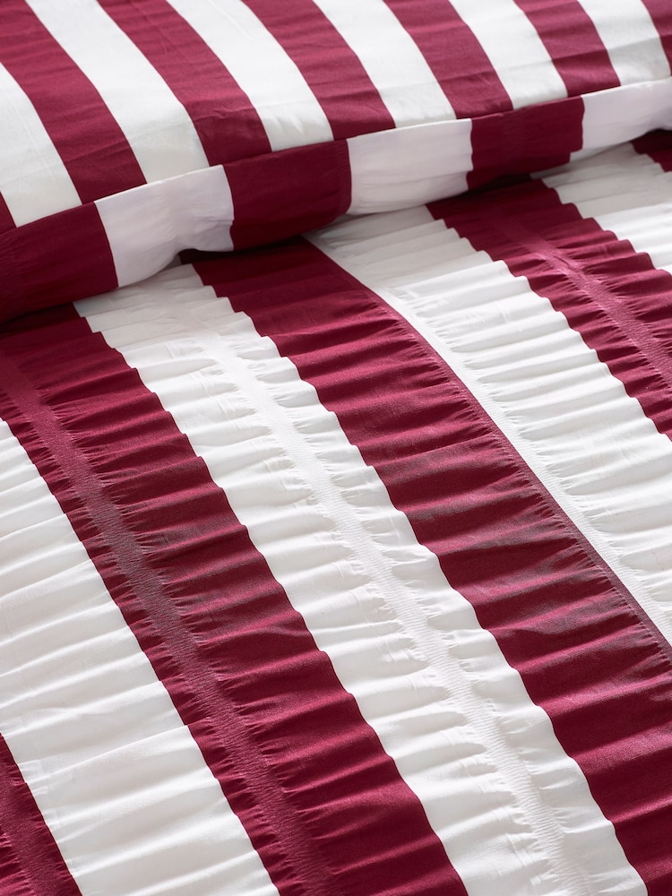 Catherine Lansfield Purple Seersucker Ruffle Stripe Duvet Cover & Pillowcase Set - Image 3 of 3 Catherine Lansfield Purple Seersucker Ruffle Stripe Duvet Cover & Pillowcase Set - Image 3 of 3