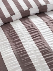 Catherine Lansfield Brown Seersucker Ruffle Stripe Duvet Cover & Pillowcase Set - Image 3 of 3