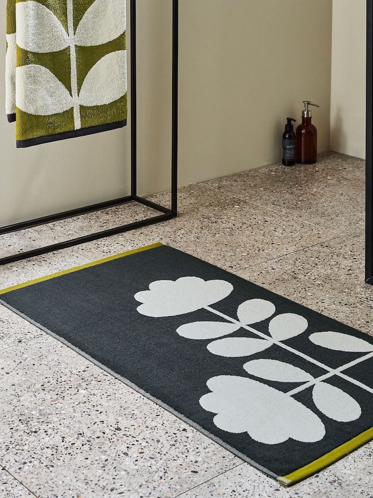 Orla Kiely Grey Cut Stem Moss 100% Cotton Bath Mat - Image 1 of 1