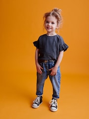 Charcoal Grey Frill Short Sleeve T-Shirt (3mths-7yrs) - Image 1 of 6