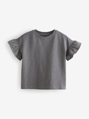 Charcoal Grey Frill Short Sleeve T-Shirt (3mths-7yrs) - Image 4 of 6