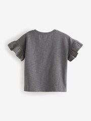 Charcoal Grey Frill Short Sleeve T-Shirt (3mths-7yrs) - Image 5 of 6