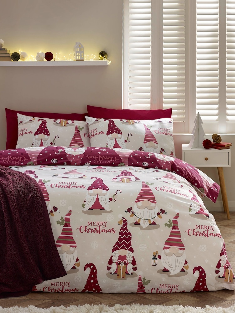 Catherine Lansfield weihnachtliches Gonks Wendebettbezug- und Kissenbezug-Set - Bild 1 von 4 Catherine Lansfield weihnachtliches Gonks Wendebettbezug- und Kissenbezug-Set - Bild 1 von 4