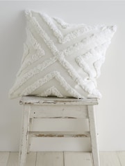 Pineapple Elephant White Diamond Tufted 100% Cotton Cushion - Image 1 of 3