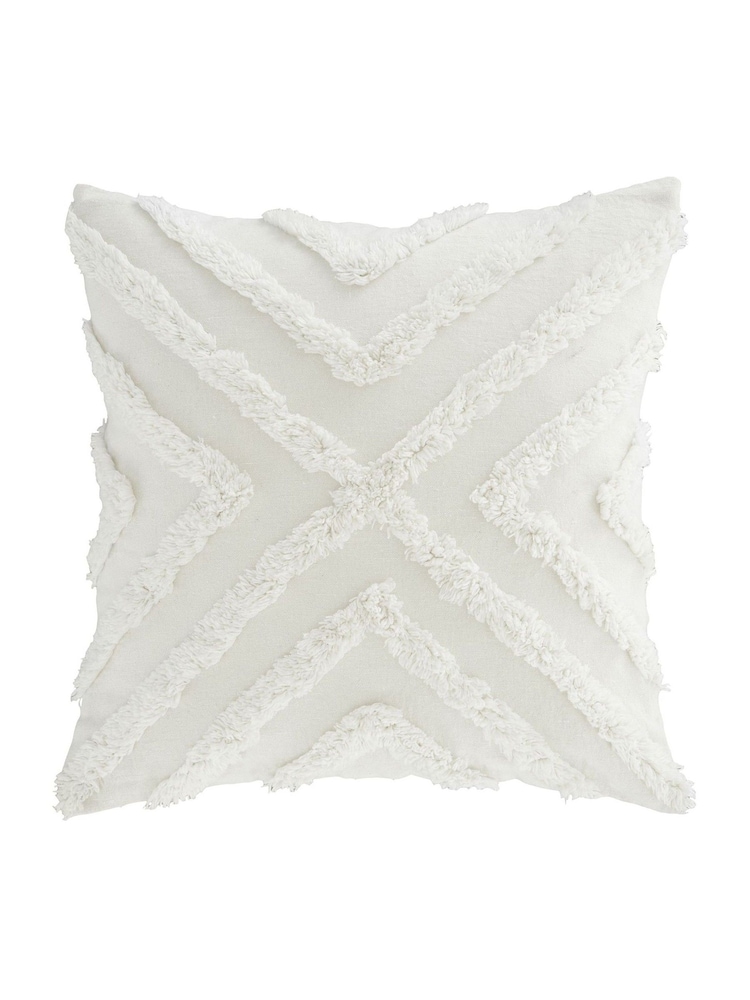 Pineapple Elephant White Diamond Tufted 100% Cotton Cushion - Image 2 of 3