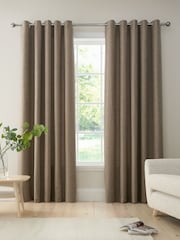 Bianca Natural Chenille Stripe Lined Eyelet Curtains - Image 1 of 5