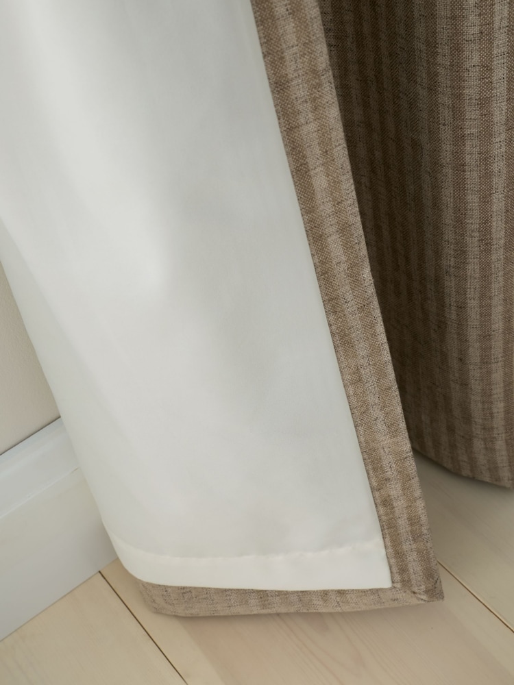 Bianca Natural Chenille Stripe Lined Eyelet Curtains - Image 5 of 5 Bianca Natural Chenille Stripe Lined Eyelet Curtains - Image 5 of 5