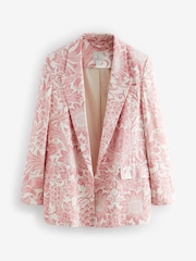 Pink William Morris Relaxed Linen Blazer - Image 6 of 7