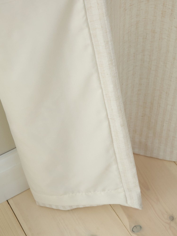 Bianca Cream Chenille Stripe Lined Eyelet Curtains - Image 5 of 5 Bianca Cream Chenille Stripe Lined Eyelet Curtains - Image 5 of 5