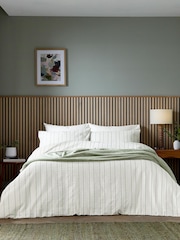Helena Springfield Green Waffle Stripe Cotton Rich Cover Set - Image 1 of 6