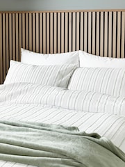 Helena Springfield Green Waffle Stripe Cotton Rich Cover Set - Image 2 of 6