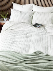 Helena Springfield Green Waffle Stripe Cotton Rich Cover Set - Image 3 of 6