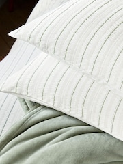 Helena Springfield Green Waffle Stripe Cotton Rich Cover Set - Image 4 of 6