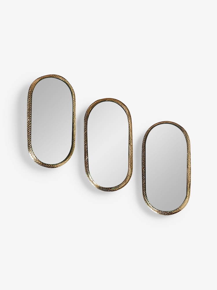 Gold Set of 3 Decorative Wall Mirrors - Image 2 of 4