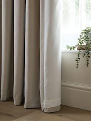 Catherine Lansfield Natural Brushed Texture Ruffle Top Lined Curtains - Image 4 of 4