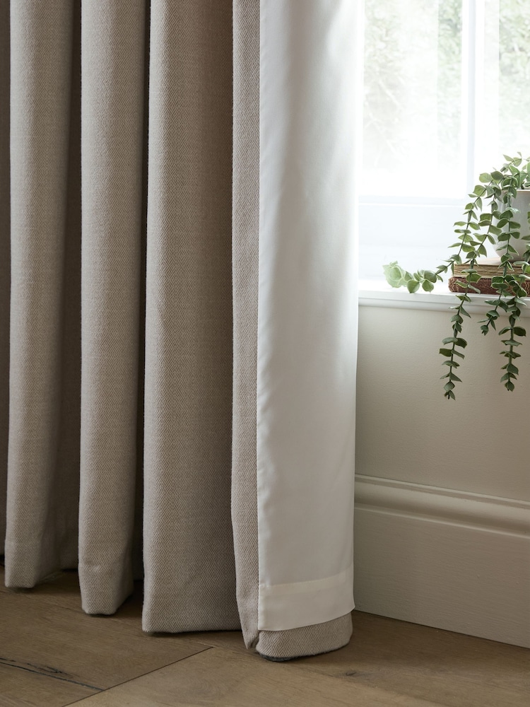 Catherine Lansfield Natural Brushed Texture Ruffle Top Lined Curtains - Image 4 of 4 Catherine Lansfield Natural Brushed Texture Ruffle Top Lined Curtains - Image 4 of 4
