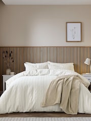 Helena Springfield Linen Waffle Stripe Cotton Rich Cover Set - Image 1 of 5