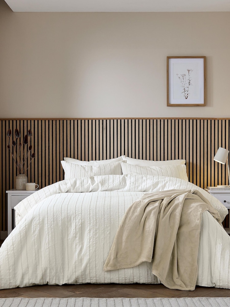 Helena Springfield Linen Waffle Stripe Cotton Rich Cover Set - Image 1 of 5 Helena Springfield Linen Waffle Stripe Cotton Rich Cover Set - Image 1 of 5