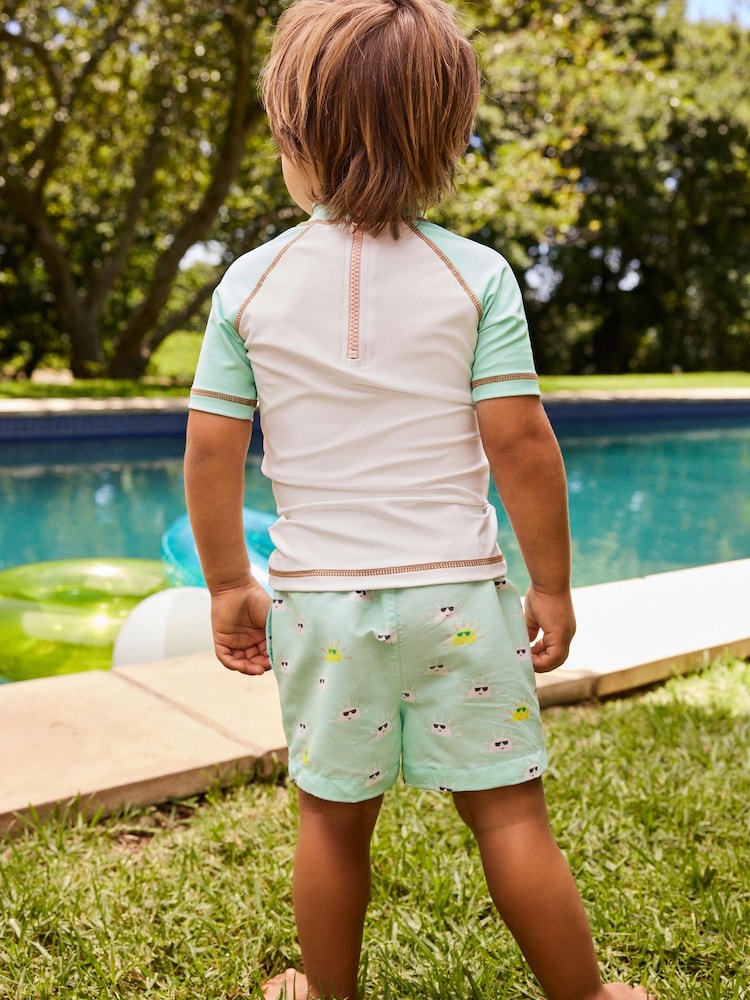 Green/White Smiles Sunsafe Top and Shorts Set (3mths-7yrs) - Image 2 of 8