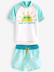 Green/White Smiles Sunsafe Top and Shorts Set (3mths-7yrs) - Image 5 of 8