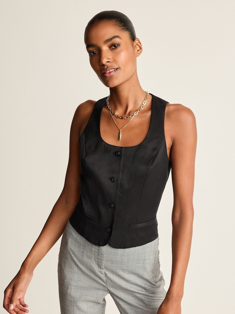 Black Square Neck Waistcoat - Image 1 of 7 Black Square Neck Waistcoat - Image 1 of 7