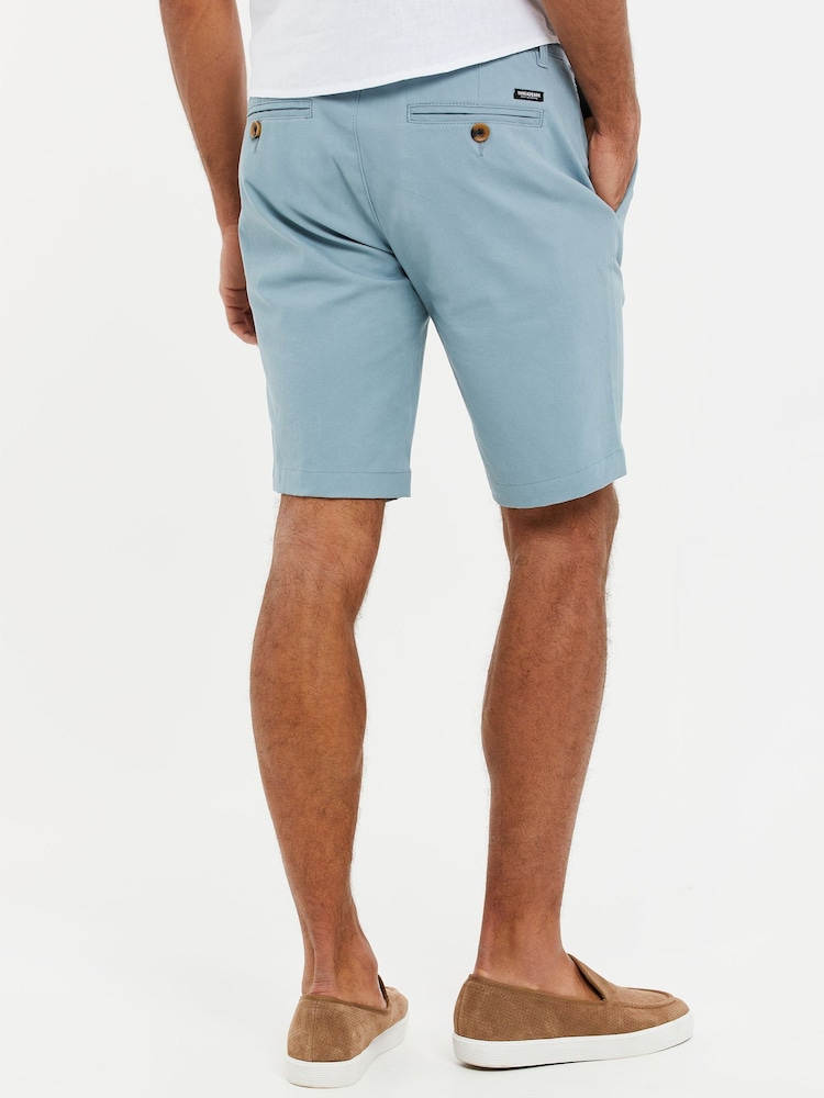 Threadbare Light Blue Slim Fit Cotton Chino Shorts With Stretch - Image 2 of 4