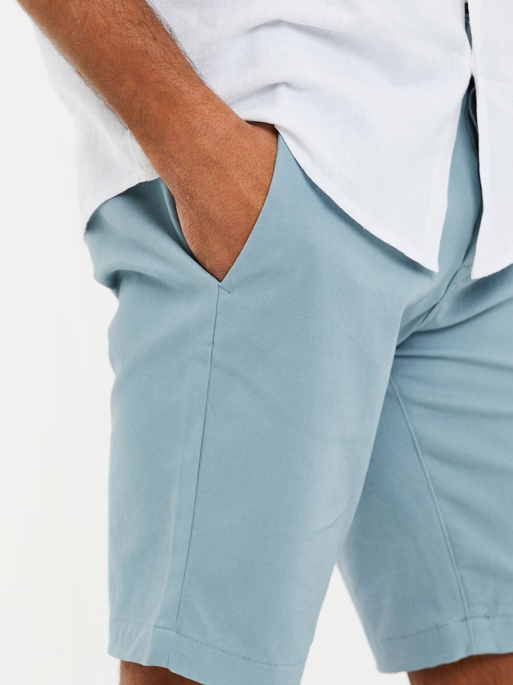 Threadbare Light Blue Slim Fit Cotton Chino Shorts With Stretch - Image 4 of 4