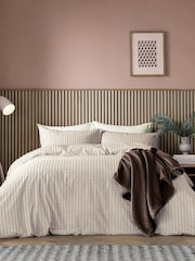 Helena Springfield Chocolate Tranquil Check Cotton Rich Cover Set - Image 1 of 6