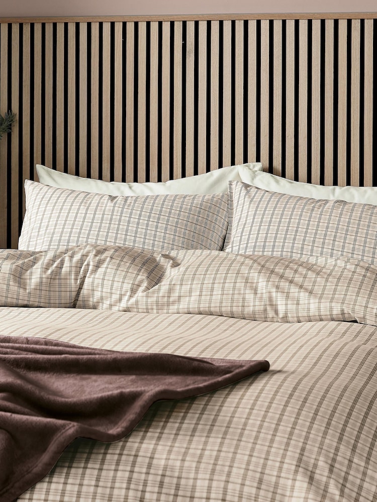 Helena Springfield Chocolate Tranquil Check Cotton Rich Cover Set - Image 2 of 6 Helena Springfield Chocolate Tranquil Check Cotton Rich Cover Set - Image 2 of 6