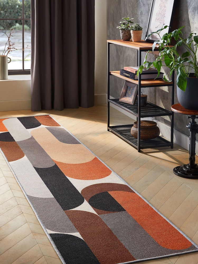 Black & White Washable Retro Shapes Runner - Image 1 of 5