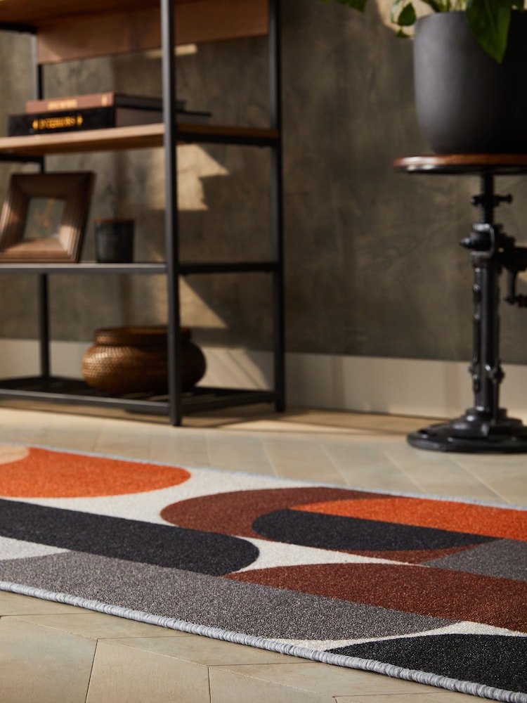 Black & White Washable Retro Shapes Runner - Image 2 of 5
