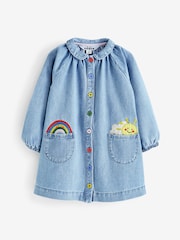 Boden Blue 100% Cotton Appliqué Rainbow Weather Shirt Dress - Image 1 of 4