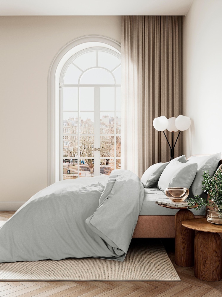 Bedeck of Belfast Silver 400 Thread Cound Sateen Flat Fitted Bed Sheet - Image 1 of 2