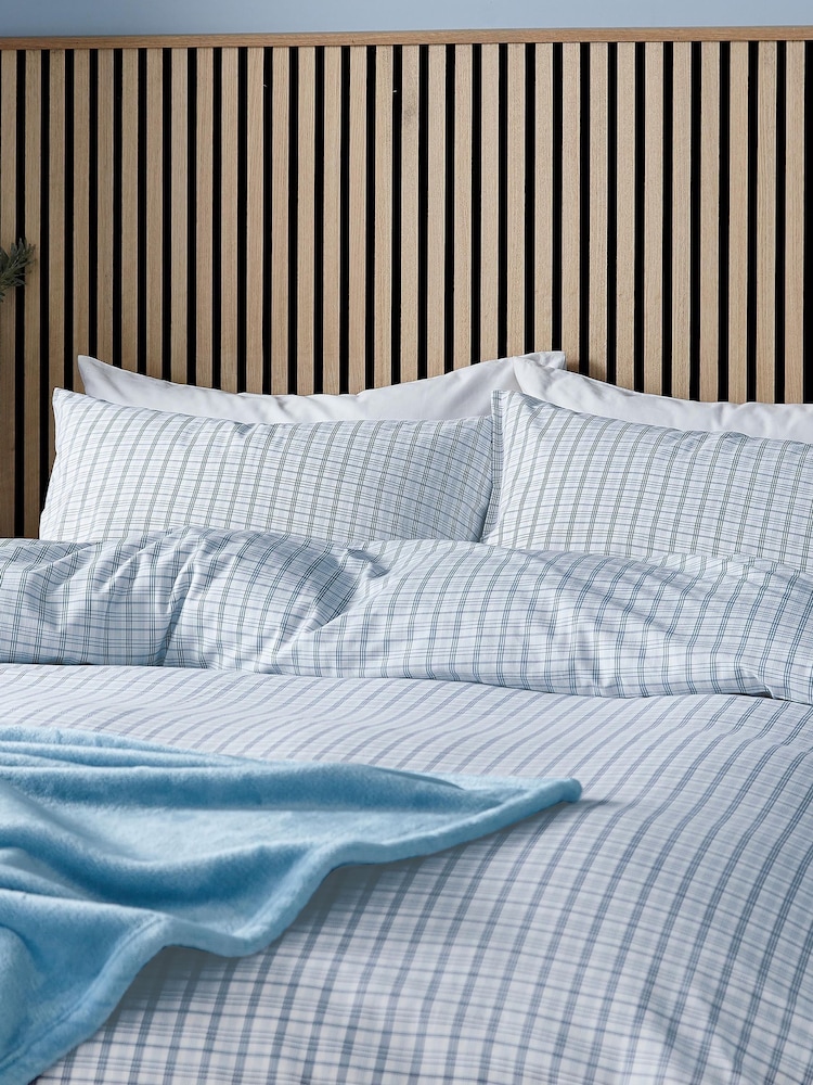 Helena Springfield Blue Tranquil Check Cotton Rich Cover Set - Image 2 of 6 Helena Springfield Blue Tranquil Check Cotton Rich Cover Set - Image 2 of 6