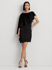 Lauren Ralph Lauren Hiliaycee Satin Cape Cocktail Black Dress - Image 4 of 9