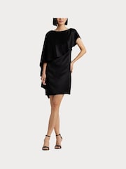 Lauren Ralph Lauren Hiliaycee Satin Cape Cocktail Black Dress - Image 6 of 9