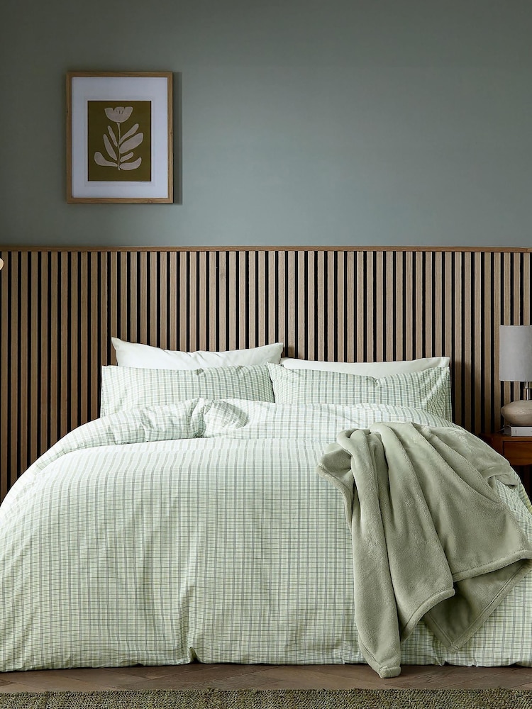 Helena Springfield Green Tranquil Check Cotton Rich Cover Set - Image 1 of 7 Helena Springfield Green Tranquil Check Cotton Rich Cover Set - Image 1 of 7