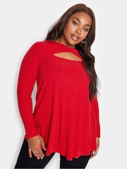 Yours Curve Red Twist Front Rib Swing Top - Image 1 of 3