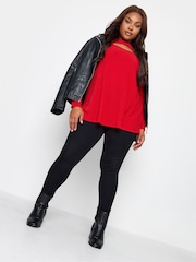 Yours Curve Red Twist Front Rib Swing Top - Image 2 of 3