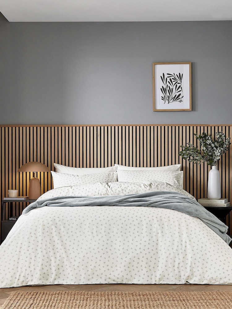 Helena Springfield Grey Leaf Sprig Cotton Rich Cover Set - Image 1 of 6 Helena Springfield Grey Leaf Sprig Cotton Rich Cover Set - Image 1 of 6