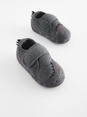 Grey Dino Touch Fastening Cupsole Print Slippers - Image 1 of 5